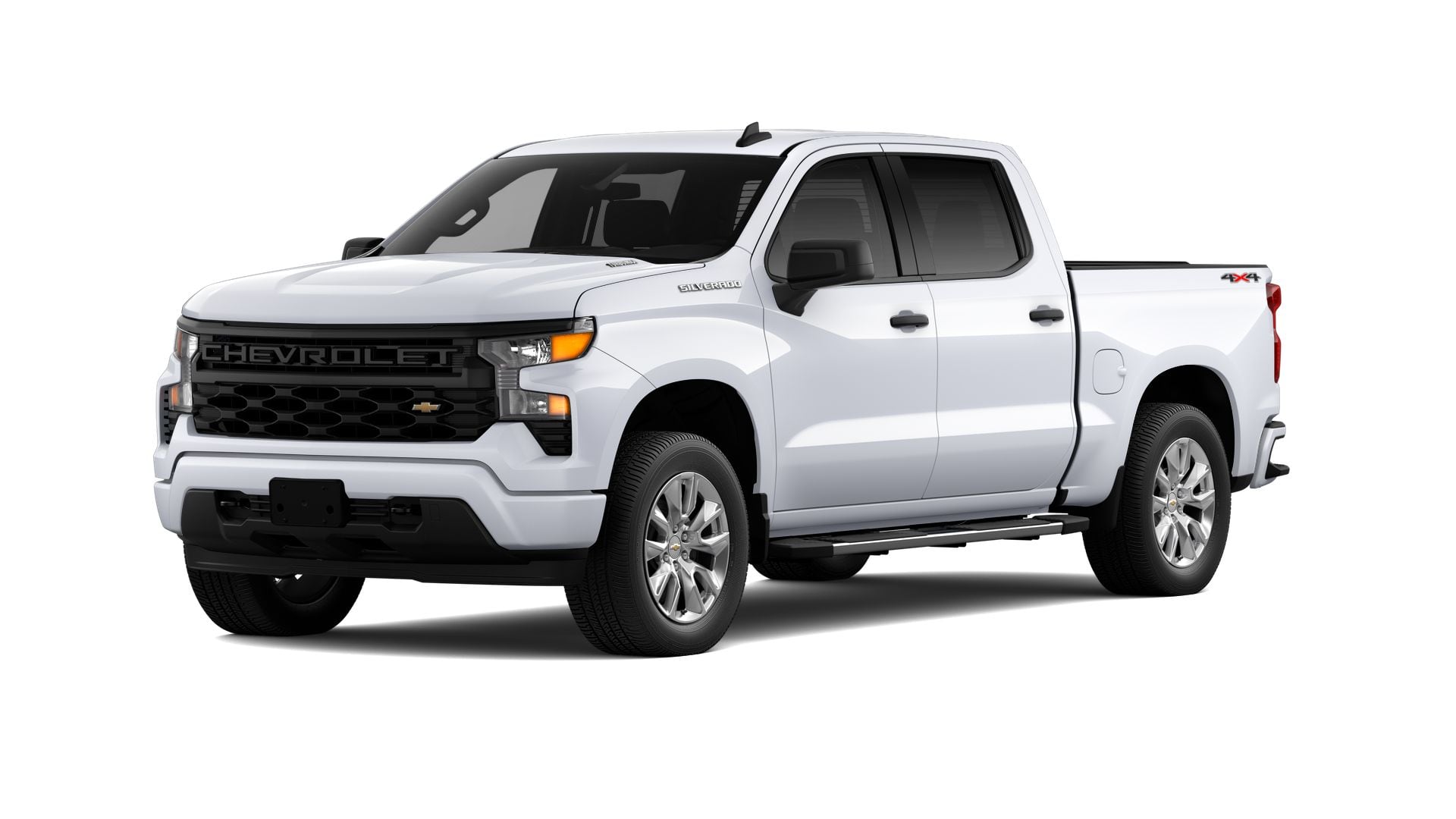 2026 Chevrolet Silverado 1500 Custom in Summit White — front three-quarter view